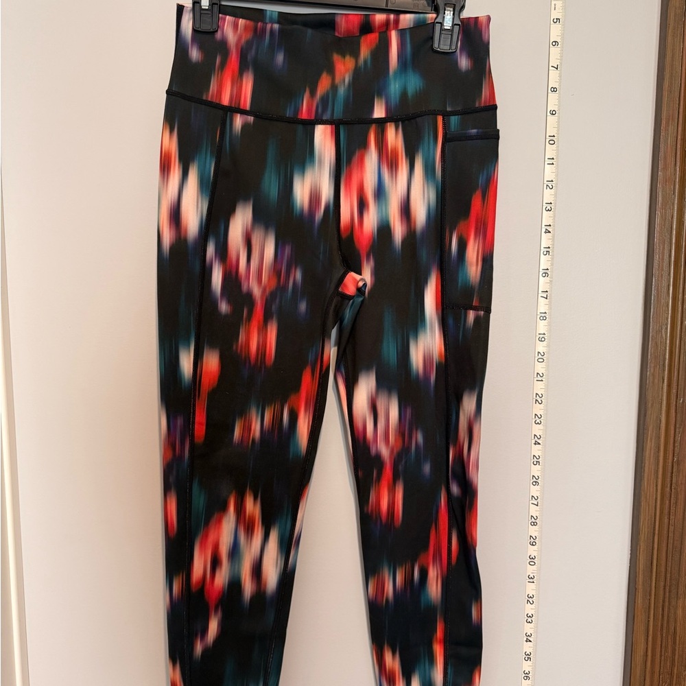 Sweaty Betty Super Sculpt 7/8 Leggings - Red, Blue, Purple Stripe Print